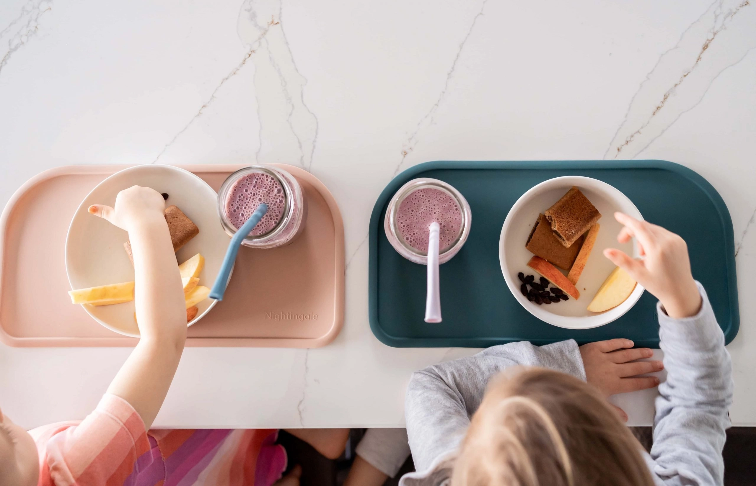 Silicone placemat for kids to help protect the table surface.